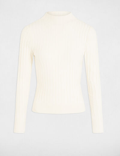 Jersey con cuello alto marfil mujer