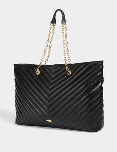 Bolso shopper acolchado negro mujer