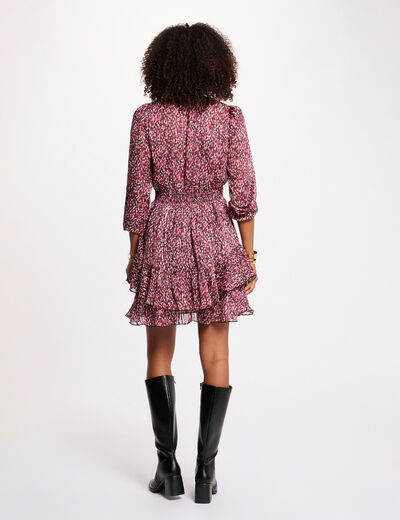 Vestido corto con cuello en V multicolor mujer