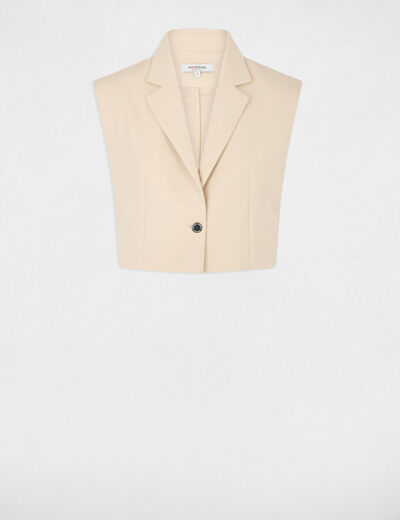 Chaleco cropped beige mujer
