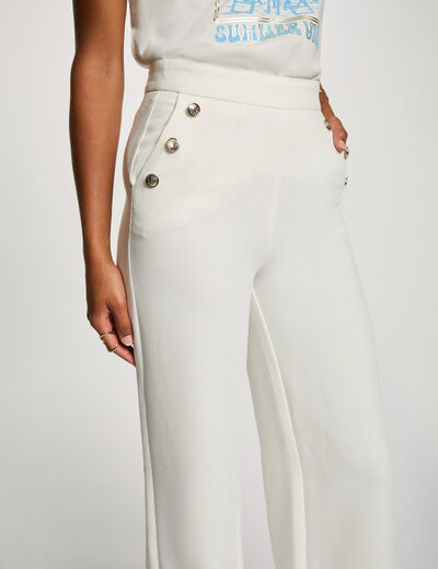 Pantalón pernera ancha blanco mujer