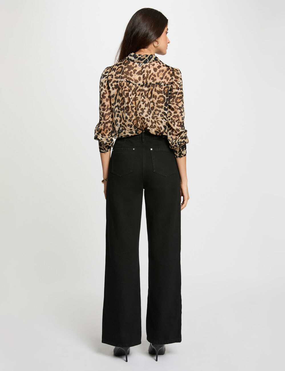 Camisa de gasa estampada multicolor mujer