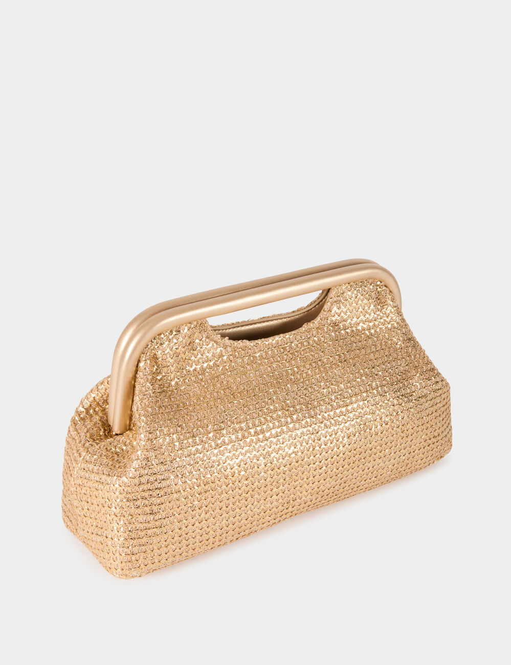 Bolso trenzado amarillo oro mujer