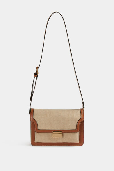 Bolso en bandolera con solapa marrón mujer