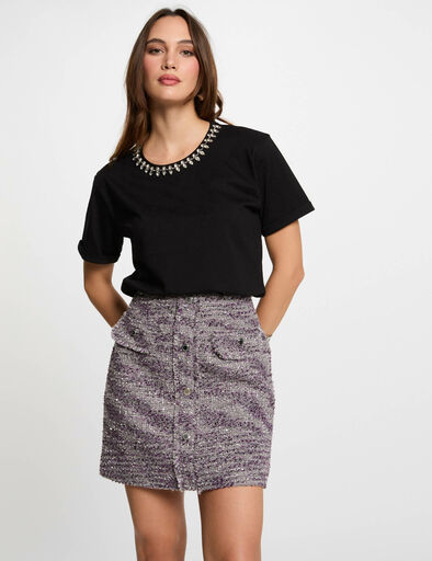 falda corta de tweed multicolor mujer Falda corta de tweed multicolor mujer