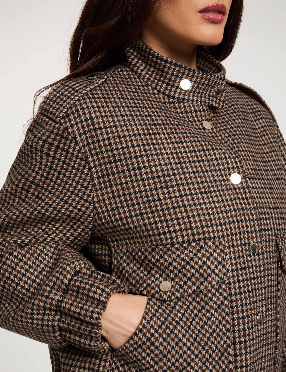 Chaqueta de tweed con cuello mao multicolor mujer