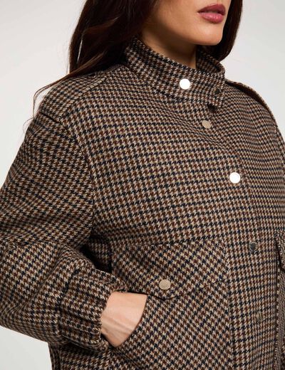Chaqueta de tweed con cuello mao multicolor mujer