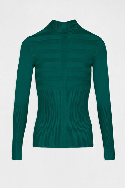 Jersey manga larga cuello de tortuga verde mujer