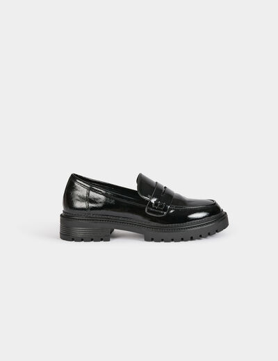 Mocasines de charol negro mujer