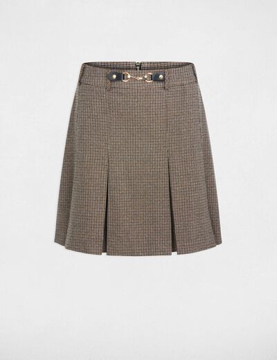 Falda corta de tweed multicolor mujer