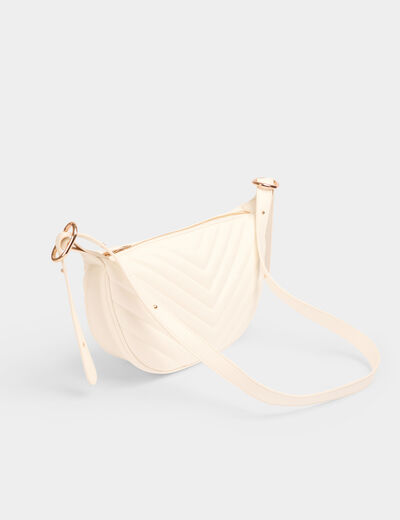 Bolso media luna acolchado blanco mujer