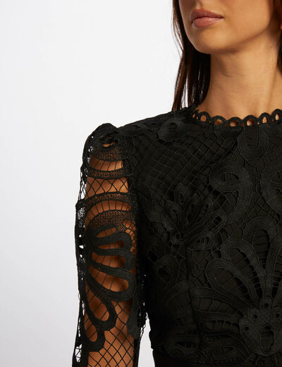 Vestido corto ajustado encaje negro mujer