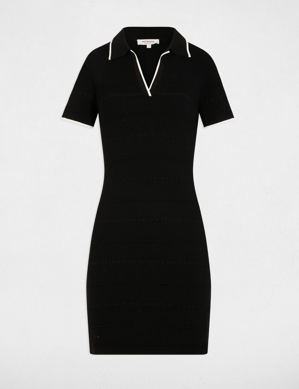 Vestido punto corto ajustado negro mujer