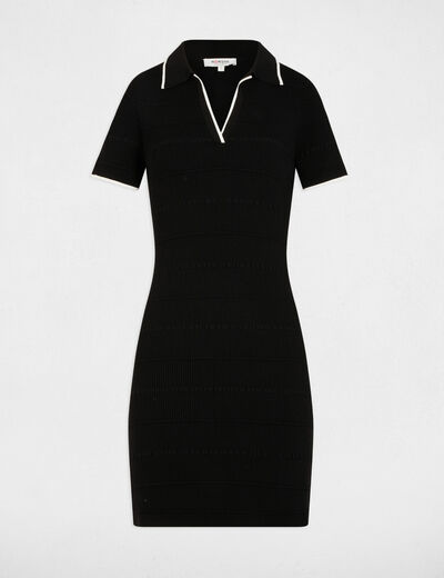 Vestido punto corto ajustado negro mujer