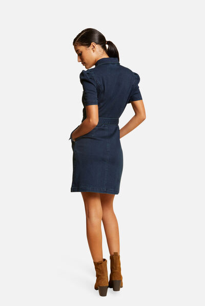 Vestido recto vaquero con cremallera vaquero sin tratar mujer
