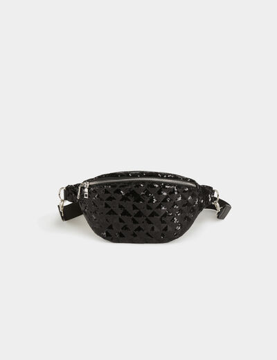 Riñonera con lentejuelas negro mujer