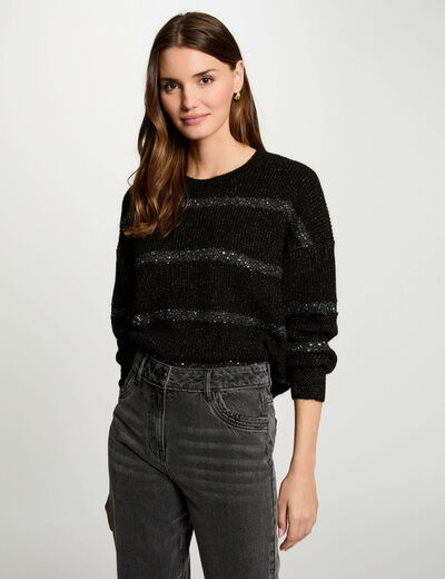 Jersey cuello redondo negro mujer