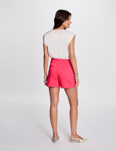 Short recto con pinzas rosado fucsia mujer