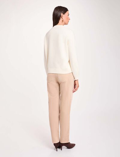 Jersey de cuello alto marfil mujer