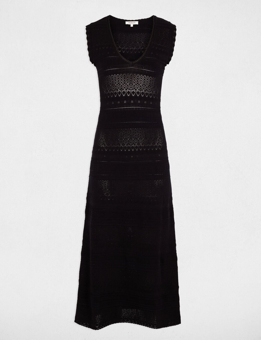 Vestido punto largo ajustado azul marino mujer