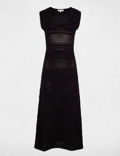 Vestido punto largo ajustado azul marino mujer