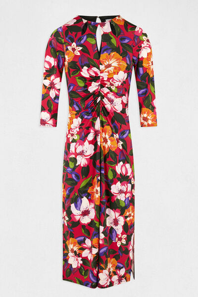 Vestido midi ajustado estampado floral multicolor mujer
