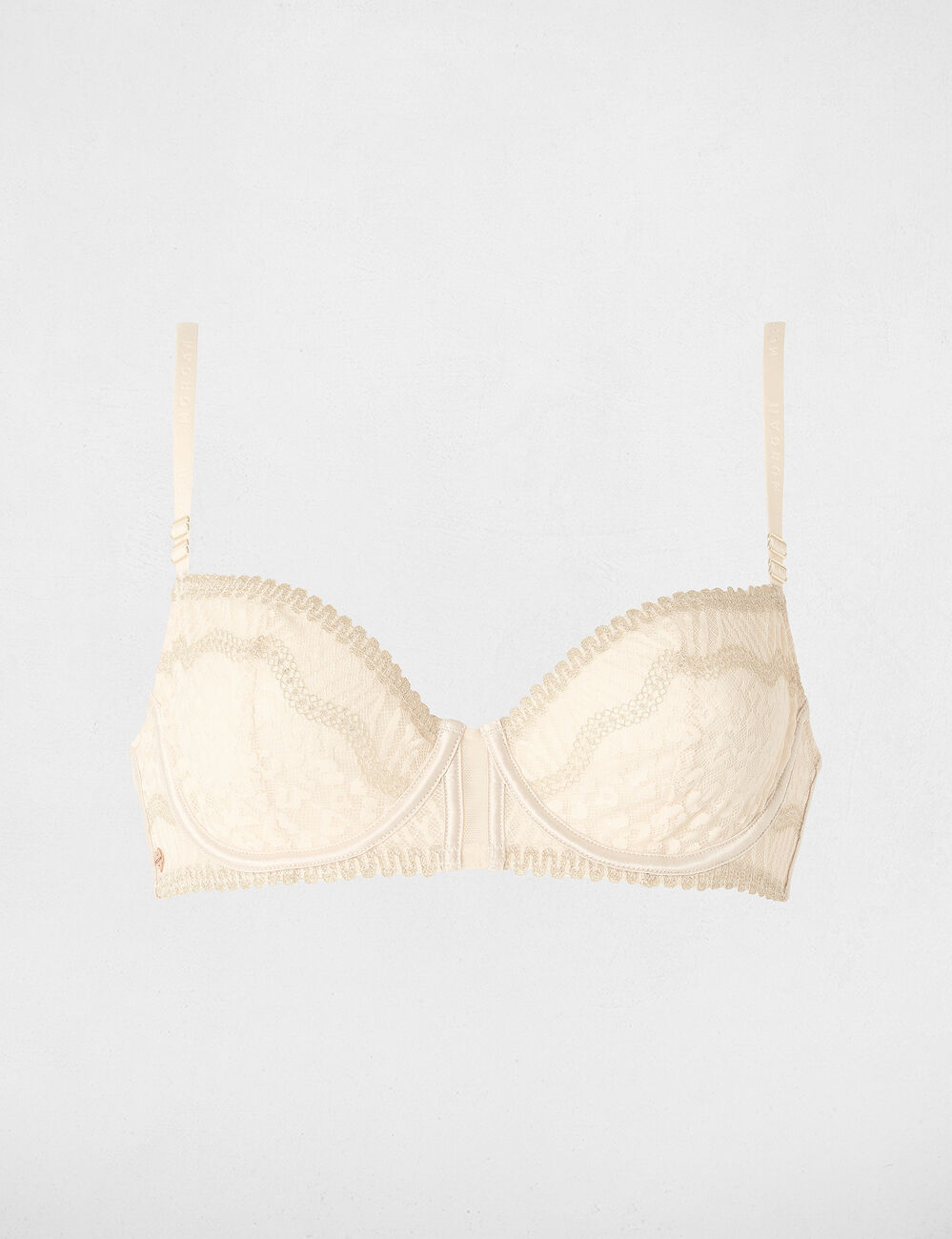 Sujetador de encaje con tirantes finos beige mujer
