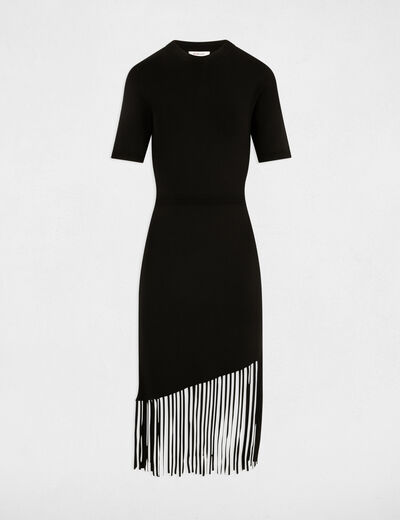 Vestido punto corto ajustado negro mujer