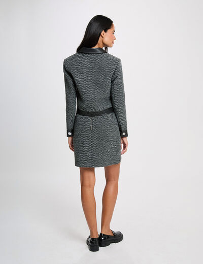 Falda de tweed negro mujer