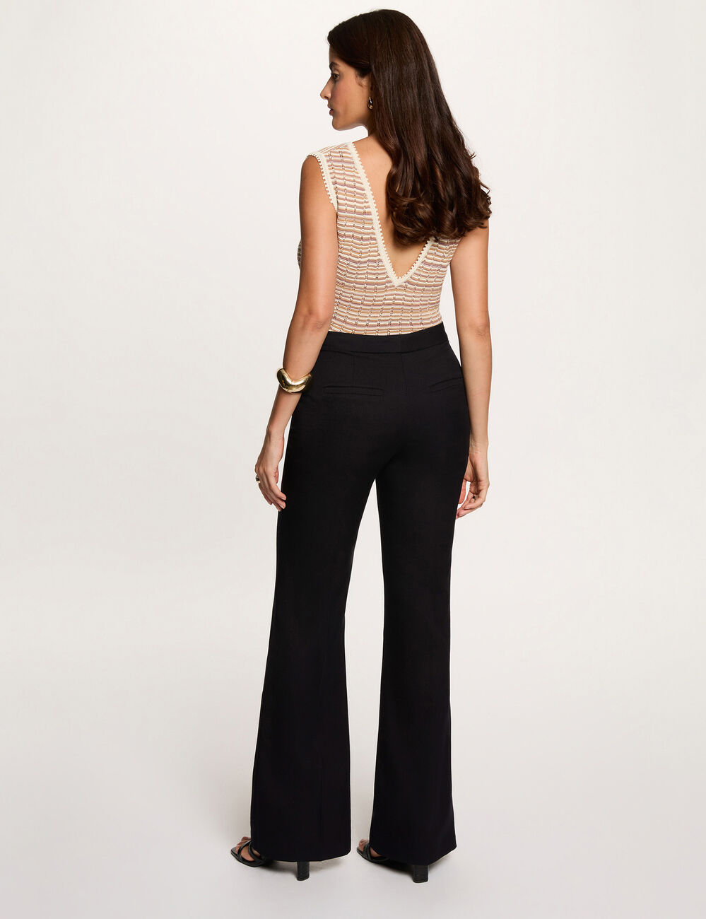 Pantal&oacute;n boot-cut azul marino mujer
