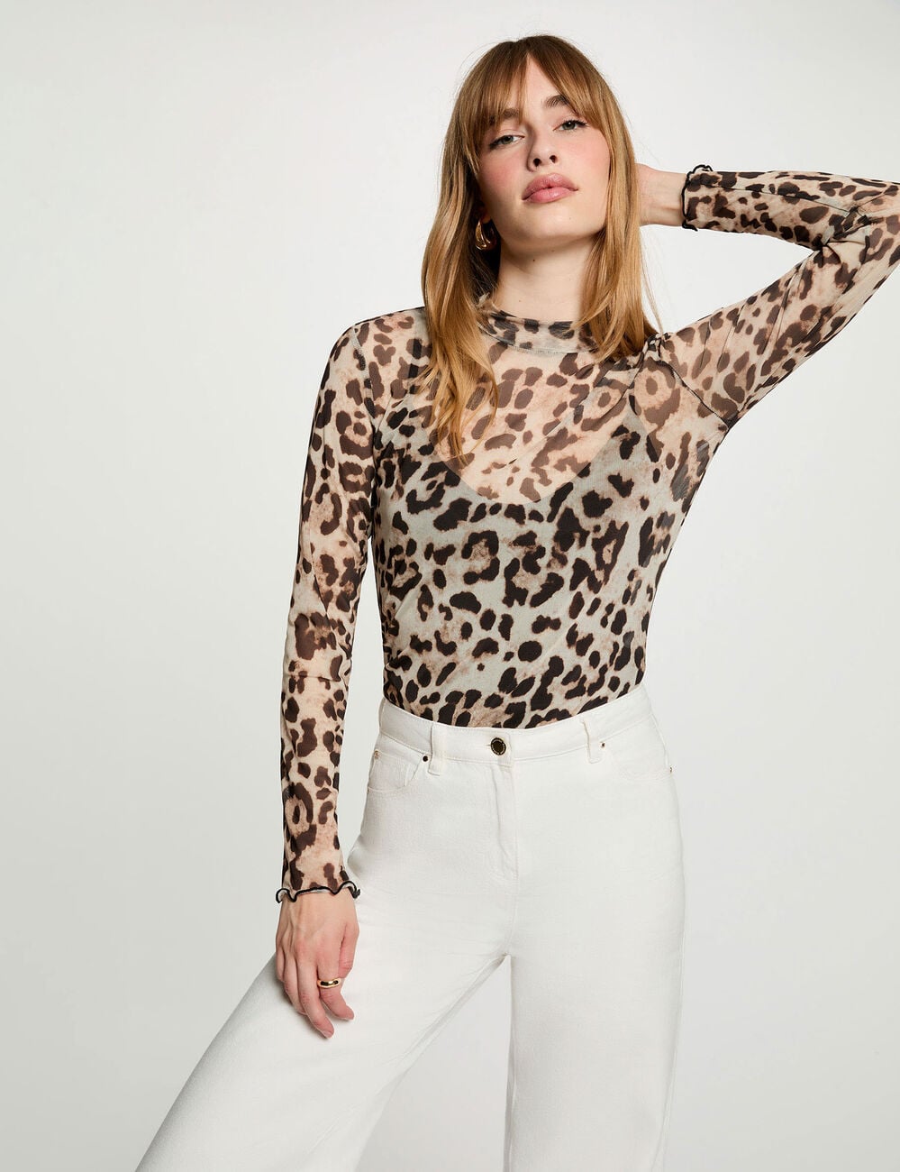 Camiseta de cuello alto multicolor mujer