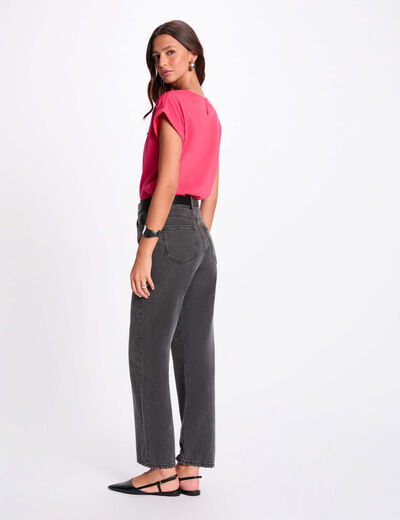 Camiseta manga corta rosado fucsia mujer