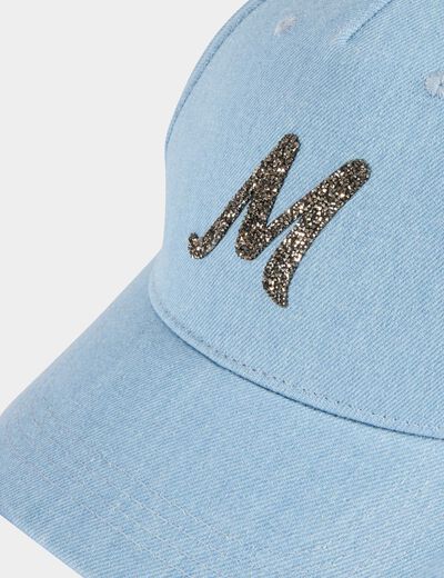 Gorra vaquero M con strass denim descolorido mujer