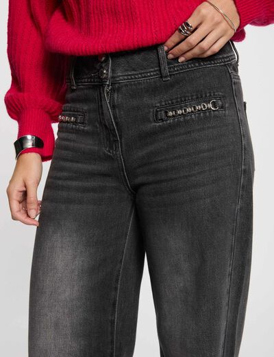 Vaquero pernera ancha gris claro mujer