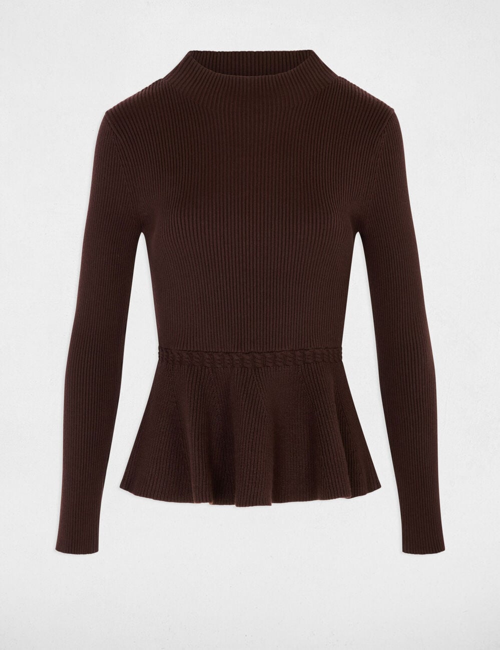 Jersey de cuello alto marr&oacute;n oscuro mujer