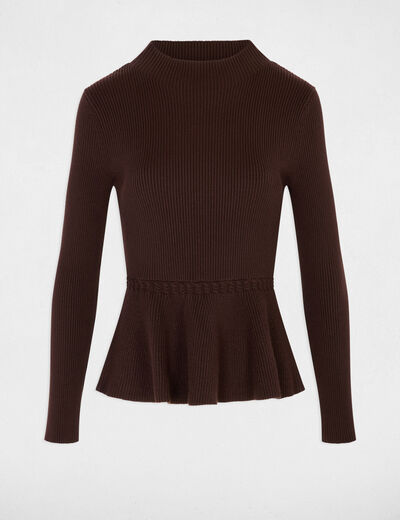 Jersey de cuello alto marr&oacute;n oscuro mujer