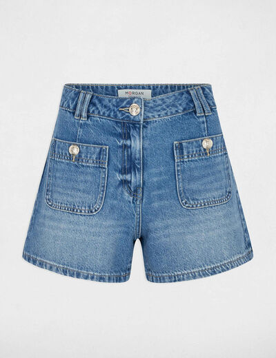 Short vaquero slim denim stone mujer
