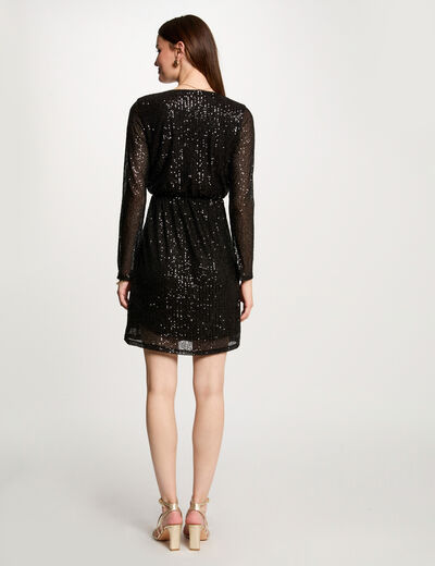 Vestido corto ajustado negro mujer