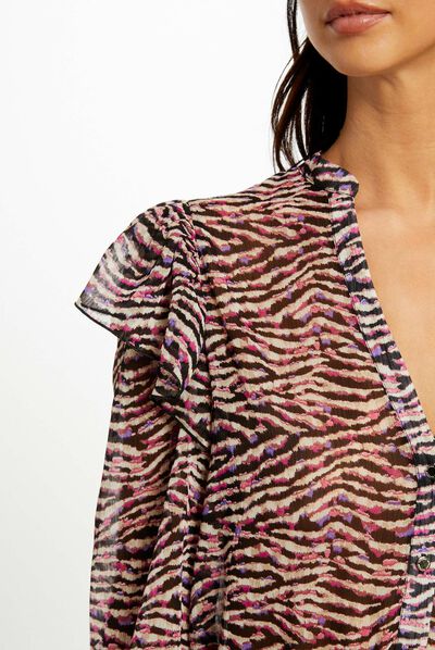 Blusa manga larga estampado animal multico mujer
