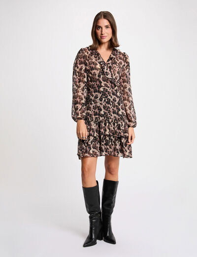 Vestido corto con cuello en V multicolor mujer