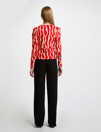 Pantalón pernera ancha pinzas negro mujer