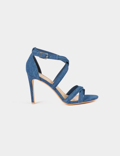 Sandalias de vaquero con tacón denim crudo mujer