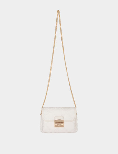 Bolso cartera de mano flecos marfil mujer