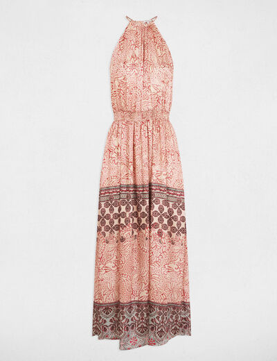 Vestido largo recto estampado multicolor mujer