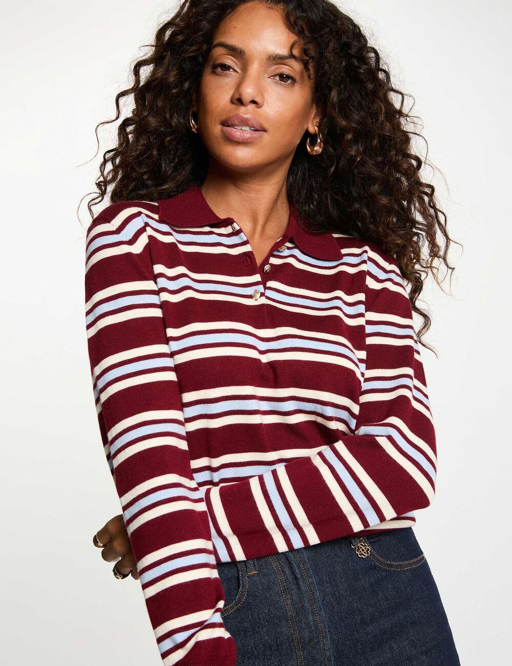 Jersey con cuello vuelto burdeos mujer