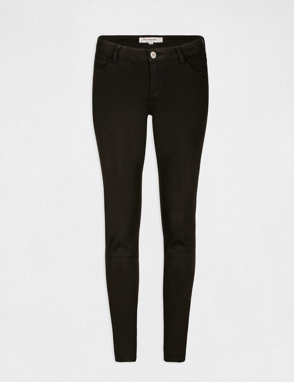 Pantal&oacute;n skinny talle bajo negro mujer