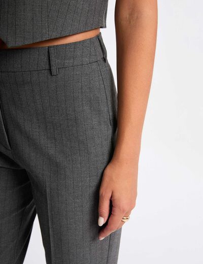 Pantal&oacute;n de pierna ancha gris moyen mujer