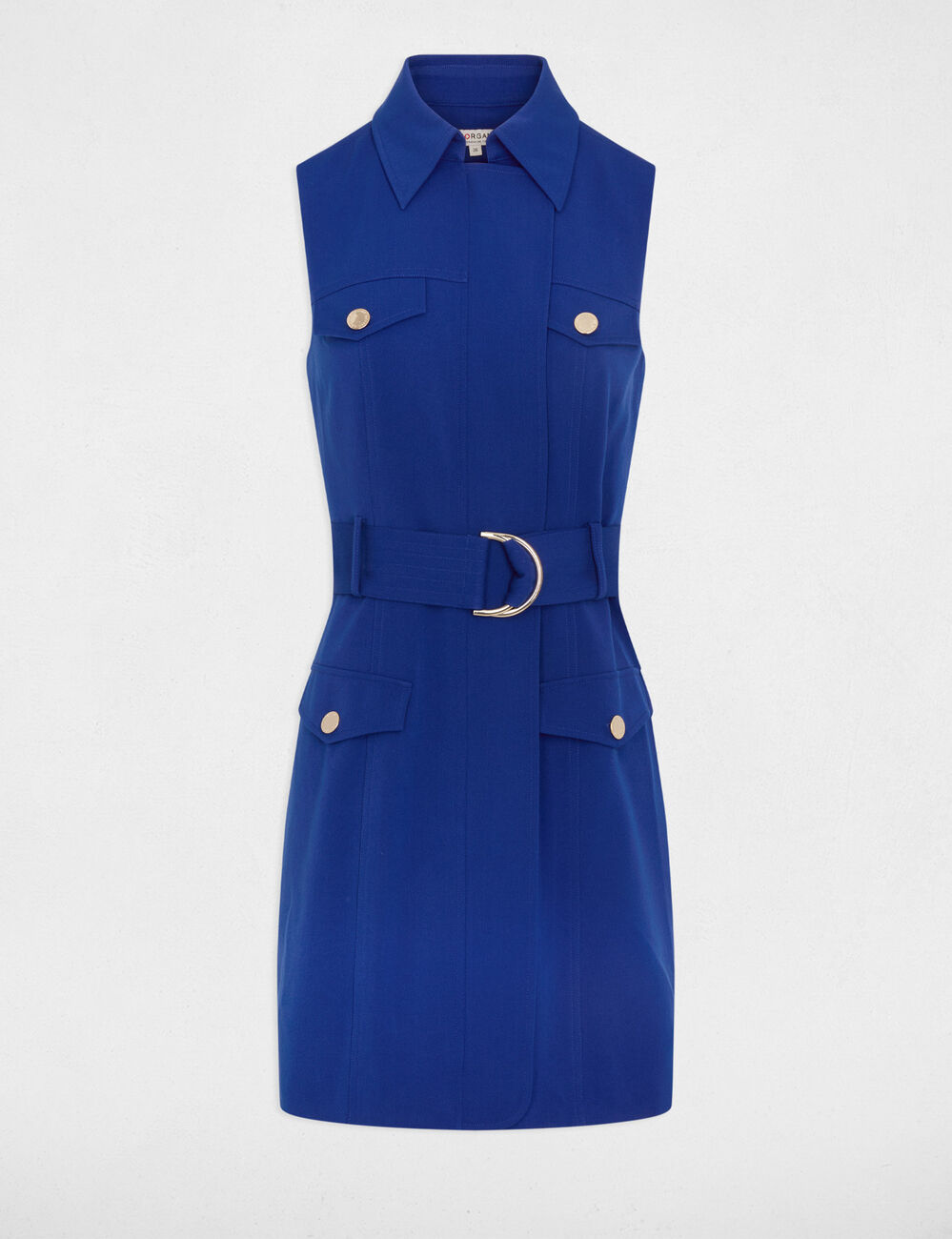 Vestido entallado cinturón azul petróleo mujer