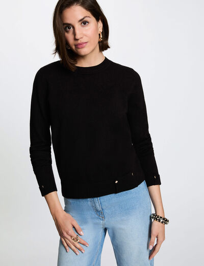 Jersey cuello redondo negro mujer