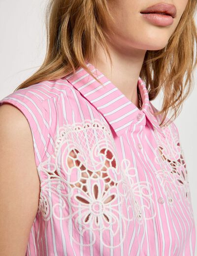 Camisa anudada sin mangas rosa mujer